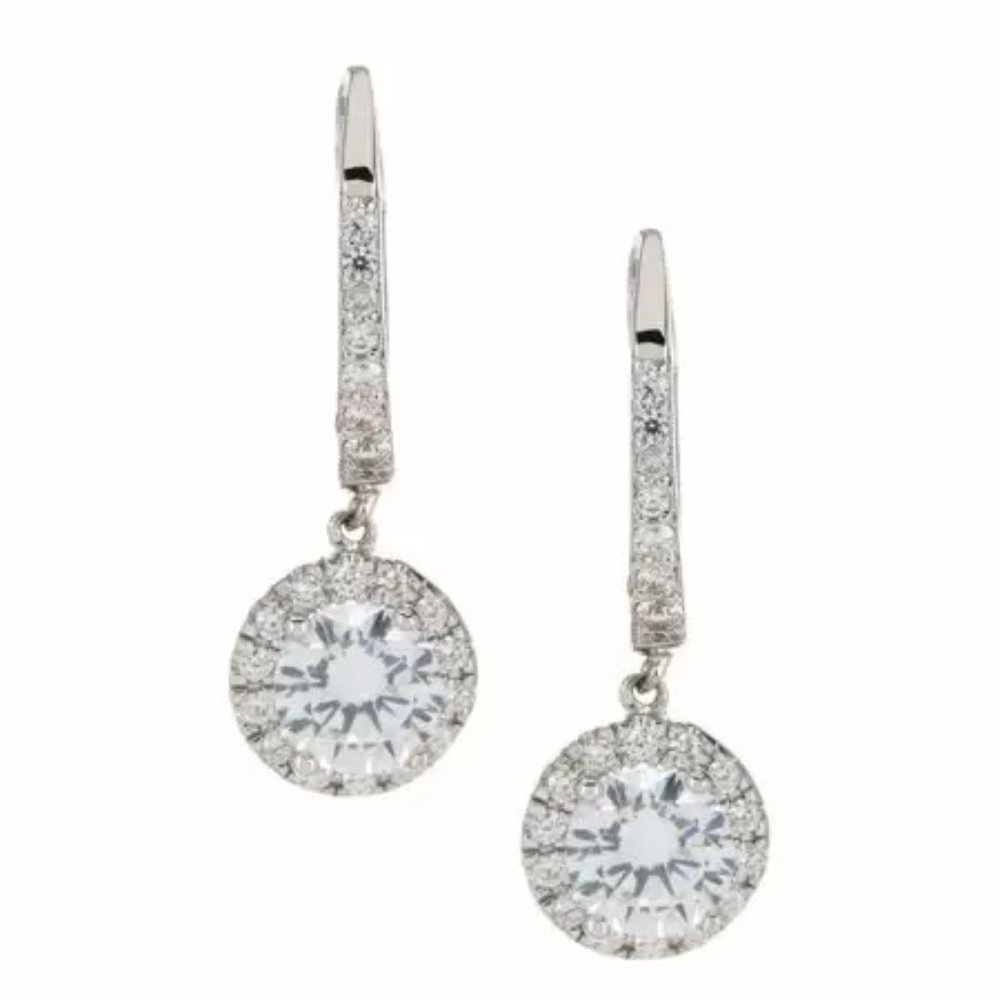 Nordstrom Rack Round Pave CZ Euro Drop Earrings